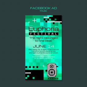 马赛克风格音乐节广告海报设计